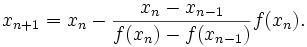 Secant method recurrence relation